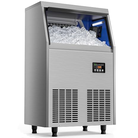 Coolski Commercial Ice Maker Machine 200LBS/24H, Under Counter Ice Maker with 35LBS Storage Capacity, Stainless Steel Ice Machine for Restaurant Home Bar, DOE