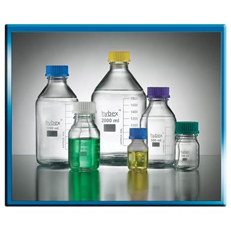 Benchmark Scientific B3000-250-G Hybex Borosilicate Glass Media Storage Bottle, 250 mL with Standard, Green Cap (Pack of 10)