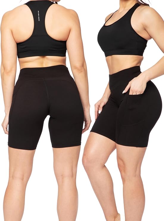 SATINA High Waisted Leggings for Women - Capri  Length Yoga Pants - Buttery Soft Workout Leggings with Tummy Control