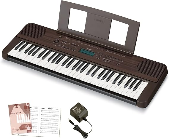 Yamaha PSR-E360DW Portable Keyboard, 61 Keys, Dark Walnut Style, Includes Convenient Lesson Functions and Touch Response