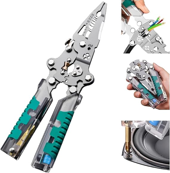 Folding Wire Stripping Pliers,Multi Function Electrician Tool,Wire Stripper Cutter with Vo/ltage Tester,Automatic Wire Stripper and Cutter Wire Crimping Tool