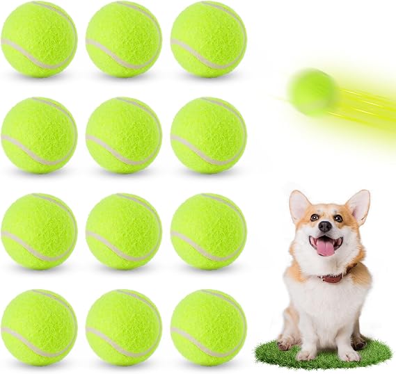 2 Inch Tennis Balls for Dogs, Mini Tennis Ball for Pet Playing Fecth, Dog Playing Ball for Small Size Dogs, Interactive Dog Toy Balls Fits for 2 Inch Pet Launcher Machine, 12 Balls