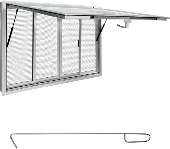 Upgraded Concession Window 60Wx36 H-Aluminum Alloy Food Truck Window-4 Sliding Screen Windows-Lock-Drag Hook-Booth Trailer Service Windows -Drive Thru Charter Win-dow-Awning Door, Glass Not Included