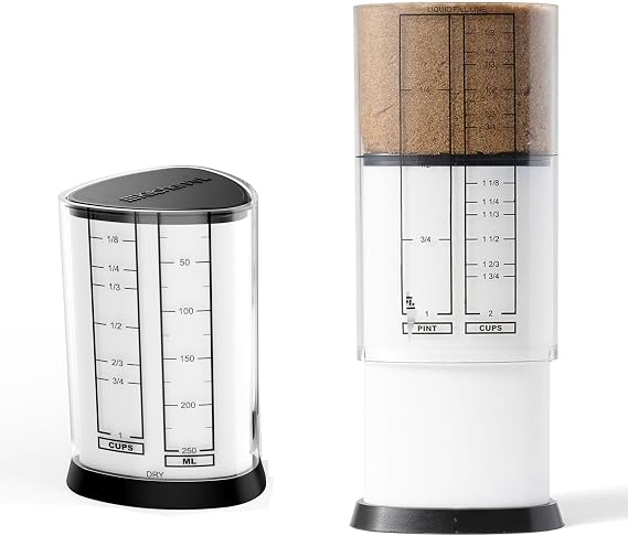 KitchenArt 1 & 2 Cup Tri Adjust A-Cup, Easy Pour Adjustable Measuring Set
