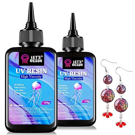 LET'S RESIN UV Resin, 200g High Viscosity Resin for Crafts, Doming, Coating