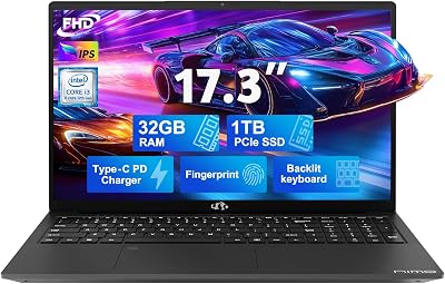NIMO 17.3 FHD Student Laptop, Intel i3-1215uBeat i5-1135G7, up to 3.4 GHz, 32GB RAM, 1TB SSD, Backlit Keyboard, Fingerprint, WiFi 6, Win 11