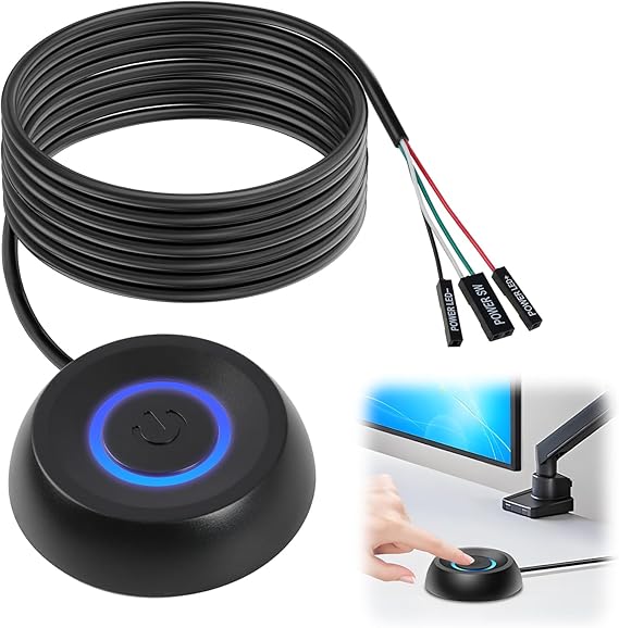 Remote PC Power Switch, External Power Switch with Easy Installation, Desktop Computer Power with LED Light, Power Button with Convenient Placement, Ideal for Gaming PC, Home Office