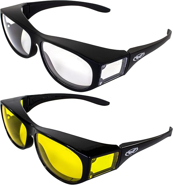 Global Vision Escort Fit Over Safety Glasses 2 Pair Yellow & Clear Lenses