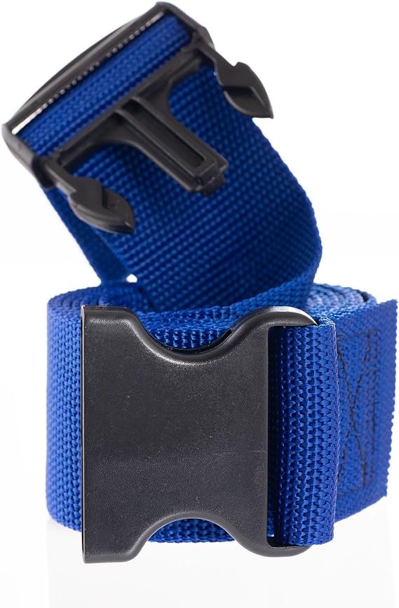 Gait Belt and Transfer/Walking Assist Quick-Click Standing Aid, 72inch Long for Seniors, Elderly, Caregiver, or Nurse (Blue, 72")