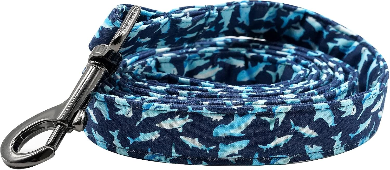 Elegant little tail Dog Leash - Shark Print Dog Collar Leash Strong Pet Leash Durable Metal Buckle for Small Medium Large Dogs