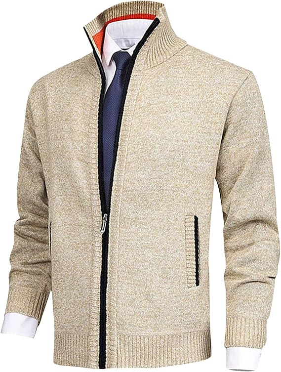 Sport Jackets for Men Men's Fashion Loose Cardigan Warm Jacket Sweater Stand Collar Knitting Coat Jackets