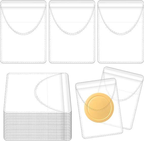 20 Pcs Single Pocket Coin Sleeves,2" X 2.2" Clear Plastic Coin Protectors Small Collector Sleeves for Coins Jewelry Storage