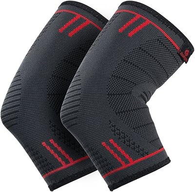 Kuangmi Elbow Brace Compression Sleeve Support for Tendonitis,Arthritis,Tennis & Golfers Elbow,Basketball,Weight Lifting,Wear Anywhere BluePair, Medium