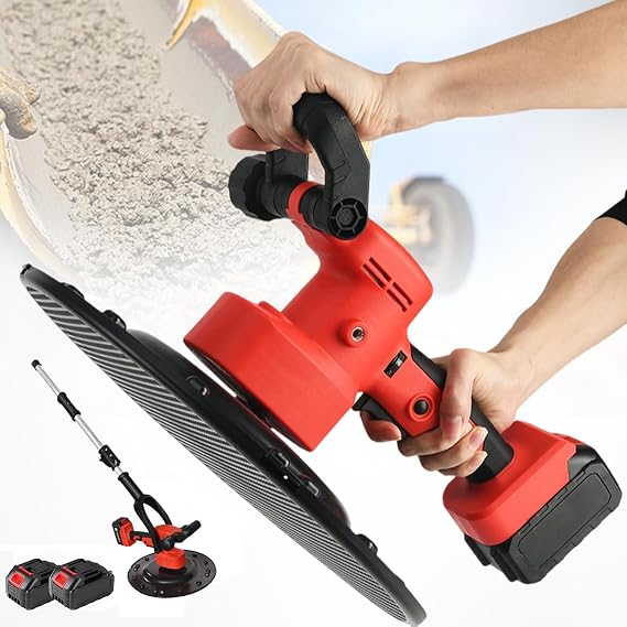Electric Trowel,Wall Smoothing Polishing Machine,Handheld Cement Wall Surface Smoothing Machine Kit,Speed Adjustable,for Wall Mortar Surface Construction,2Battery