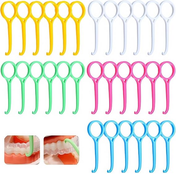 Clear Aligner Removal Tool,30 Pcs Retainer Remover Tool,Invisible Braces Removal Tool,Chewies Remover Tool,Braces Remover Hook for Tooth Cleaning Oral Care(5 Colors)