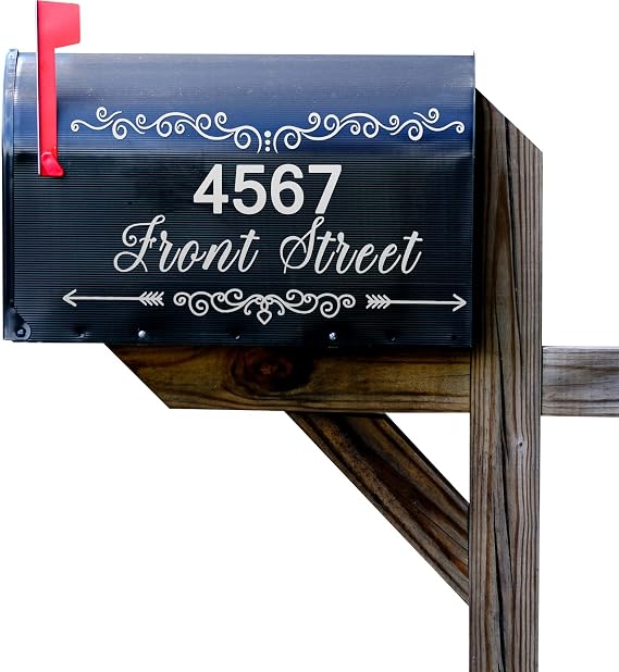 Nezyo 10 Sheets Mailbox Numbers Street Address Vinyl Decal White Waterproof Mailbox Sticker Flower Decal Self Adhesive PVC Die Cut for Outside Signs, Door, Farmhouse, House