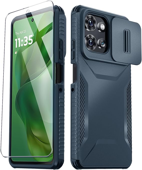 Compatible with Motorola Moto G Power 5G 2025 Case with Slide Camera Cover+Screen Protector,Military Grade Drop Protection,Heavy Duty Rugged Shockproof Phone Cover,Blue
