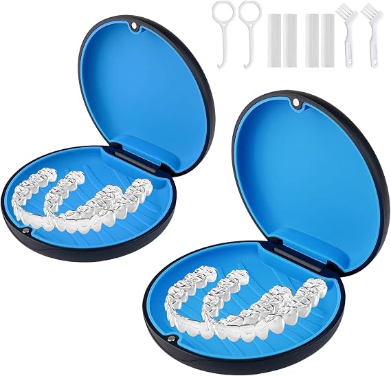 2 Pack Retainer Case Compatible with Invisalign, Aligner Cases