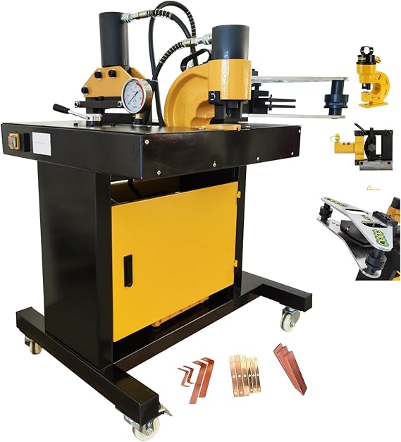 INTSUPERMAI 4 in 1 Busbar Processor Machine Hydraulic Busbar Punching Cutting Bending Processing for Cutting/Hole Puncher/Flat Bending/Vertical Bending Machine 110V