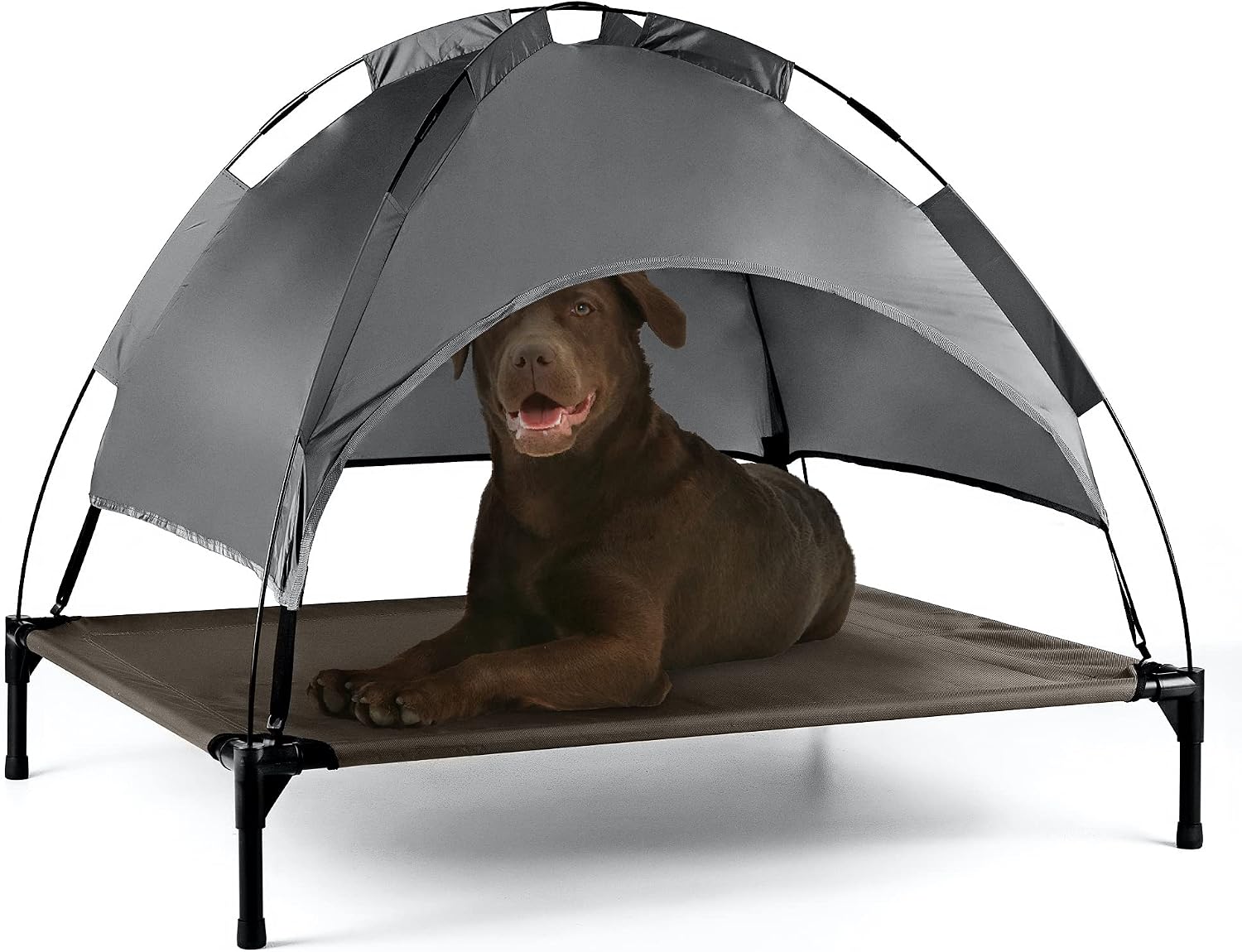 Petlicity Elevated Dog Bed with Canopy Shade Portable Raised Cooling Ideal for Camping Home Garden Waterproof Washable & Breathable Oxford Fabric Extra-Large