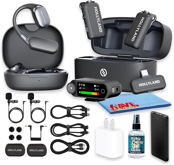 Hollyland Lark MAX 2 Ultimate Combo Wireless Microphone for Camera and USB-C, Dual Transmitters, 32-Bit Float Recording, Timecode, Space Gray (Bundle)