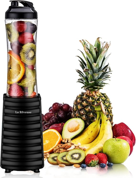 La Reveuse Personal Size Blender for Protein Shakes and Smoothies, Black