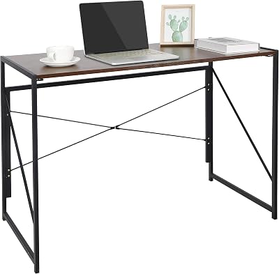 Folding Computer Desk 39 Writing Computer Desk Space Saving Sturdy Modern Simple Work Home Office Gaming Table, Portable PC Corner Laptop Table