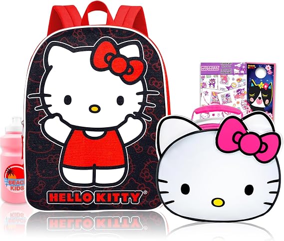 Hello Kitty Backpack and Lunch Box Set for Girls Bundle, More