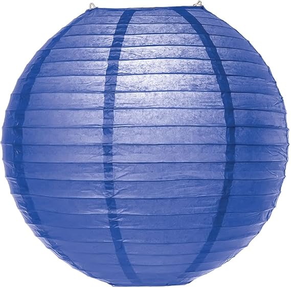 Luna Bazaar Premium Paper Lantern Lamp Shade (16-Inch, Parallel Ribbed, Cobalt Blue) - Chinese/Japanese Hanging Decoration - for Parties, Weddings, and Homes