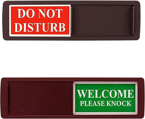 Do Not Disturb Sign & Please Knock Sign Non-Scratch Magnetic Door Hanger for Hotels, Offices, Bedrooms Durable Acrylic (Black)