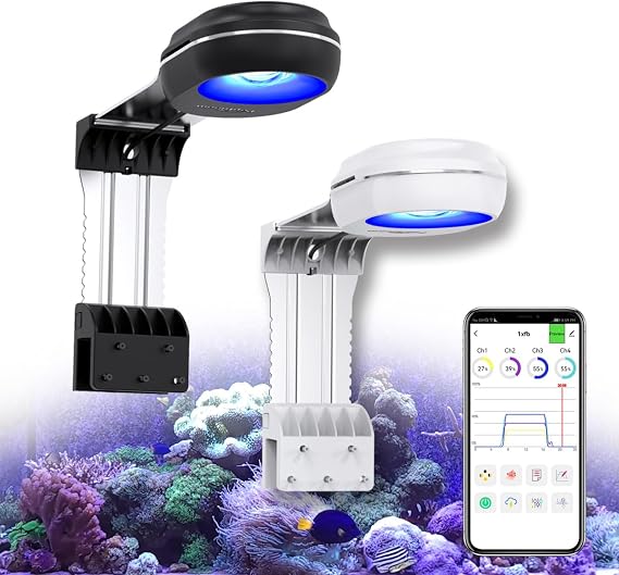 Popbloom RL60 Aquarium LED Reef Light, Smart-APP Control Full Spectrum Marine LED for Saltwater Coral Fish Tanks(Black)