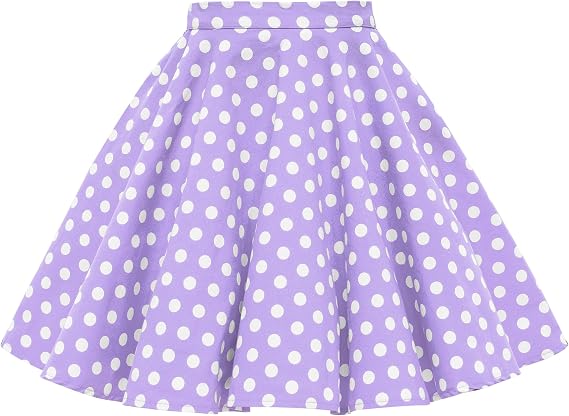 BlackButterfly Girls Polka Dot Skirt | Full Circle Cut, White Contrast Print, Fully Lined, Elastic Waist, Back Zip, Ages 3-14