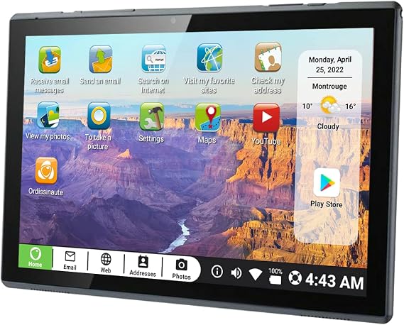 Pix Star Touch Easy to Use Tablet for Seniors, Touch Screen & Simple Interface - WiFi - 10.1 Inches, 2 Cameras - Ideal for Video Calls, Web Search, Photos, Highly Giftable