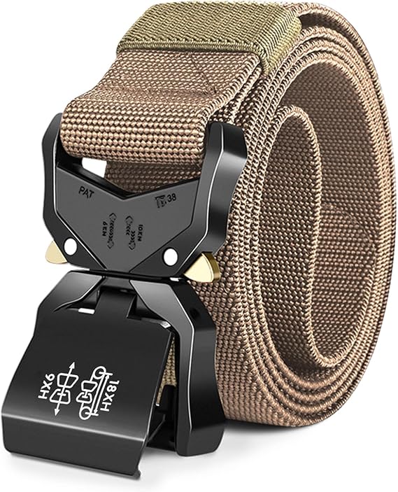 Men Tactical Belt, Work Belts for Men Military Hiking Heavy Duty Belt 1.5 Inch, Nylon Webbing Tool Belt with Quick Release Metal Buckle