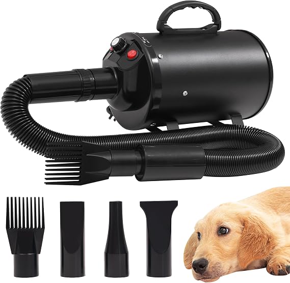 2800W 3.8HP High Velocity Pet Grooming Blower Dryer for Dogs, Black