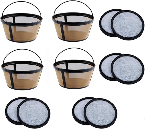 Basket Style Filter - Podoy Basket-Style Filter Pack of 2 Reusable 10-12 Cup Coffee Gold Tone Permanent Coffee Filter for Mr. Coffee GTF2-1