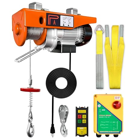 1320 lbs Electric Hoist,110v Electric Hoist Winch with 328 ft Wireless Remote Control, Zinc-Plated Steel Wire,39.4 ft Lifting Garage Lift