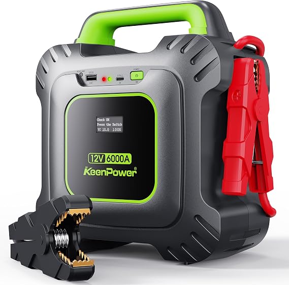 KeenPower Upgraded 6000A Super Capacitor Jump Starter & KeenPower Cordless Portable Tire Inflator