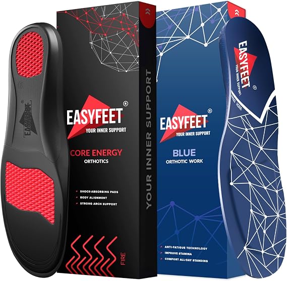 Anti-Fatigue Shoe Insoles with Work Boot Inserts High Arch Support Plantar Fasciitis Foot & Leg Pain Relief Cushioning Shock Absorption - Size S (Men 7-8.5/Women 8-9.5)