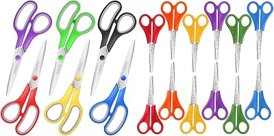 Taotree 8 Scissors All Purpose 6-Pack & 5 Kids Scissors 12-Pack Bundle