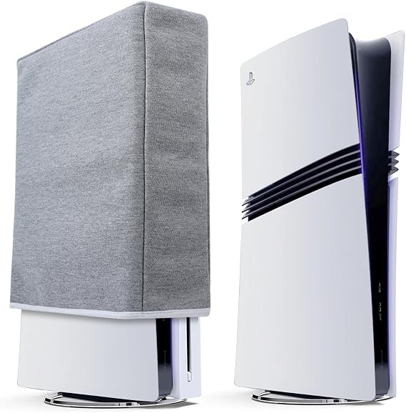 PS5 Pro Toz Koruyucu için Toz Kapağı Playstation 5 Pro Konsol Disk Sürümü ve Dijital Sürüm için Özel Tasarım Kalın Pamuk Hassas Kesim Kolay Erişim Kablosu Bağlantı Noktası (Dikey Konum)