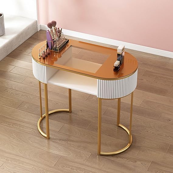 Nail Tech Desk Artist Hand Manicure Table, Professional Modern Nail Beauty Workstation Wooden Salon Spa Nail Desk with Drawers and 3 Layers Storage Cabinet,home Beauty Salon Equipment