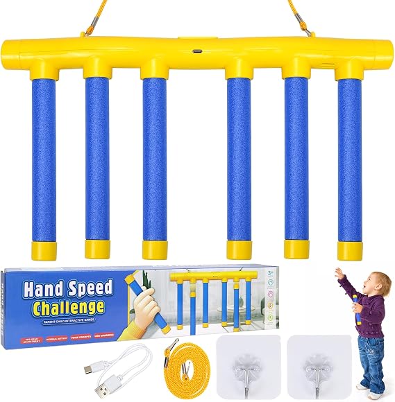 Catching Sticks Game, Catching Sticks Game Training Toy, Reaction Game Drop Sticks Game Falling Sticks Catching Game for Kids and Adults, 3 Speeds Adjustable Quick Reactions Training Toy
