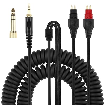 weishan Coiled Headphone Cord Replacement for Sennheiser HD650, HD660 S, HD600, HD6XX, HD580, HD565, HD545, HD535, Audio Cable Wire 3.5mm 18 Plug and 6.35mm 14 Adapter 5m16ft