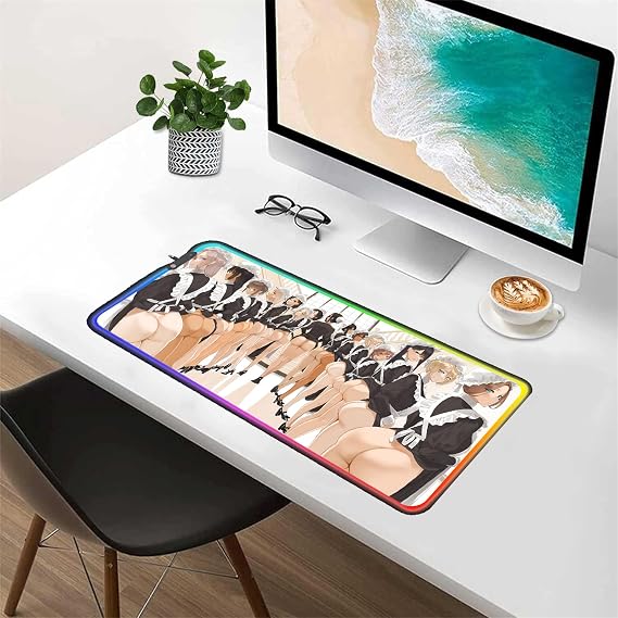 Mouse Pad RGB Sexy Anime LED Gaming Mouse Pad Sexy Butt Breasts Chest Gaming Accessories Laptop Colorful Keyboard Gaming Desktop Carpet Pad (24x12 inch)