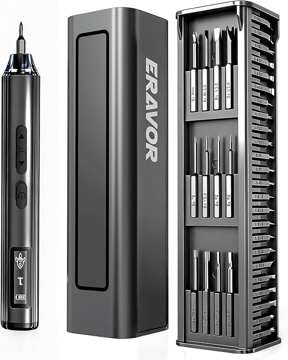 60in1 Mini Electric Screwdriver Set,S2 Bits,5 Torque Settings,LED Lights