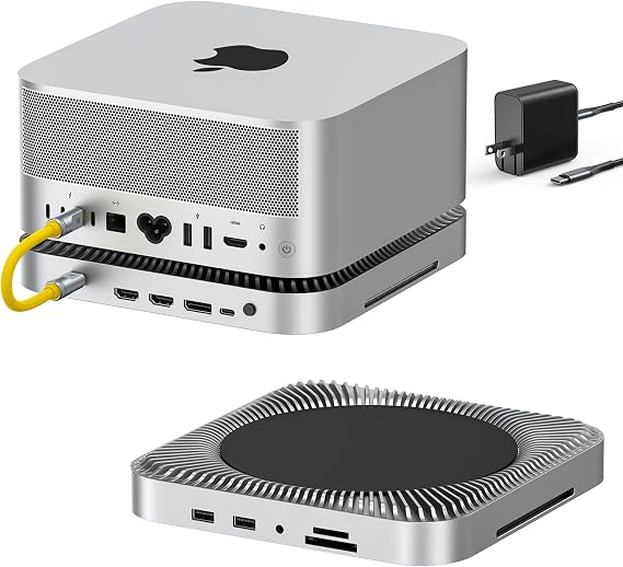 Mac Studio Compatible Docking Station Dual NVMe 80Gbps 16TB 8K Output CFexpress x2 65W Power Supply Cooling Fan
