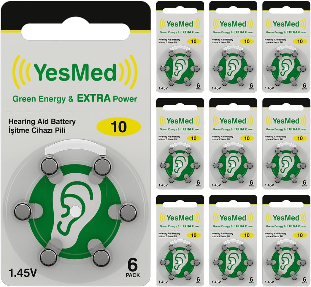 YesMed Extra Power 10 Numara İşitme Cihazı Pili 10 Paket x 6 Adet = 60 Adet Pil