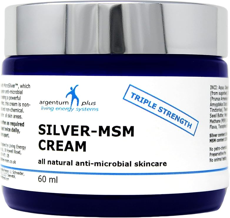 Triple Strength Silver-MSM Cream 60 ml | High-Strength Formula, Natural Ingredients, Non-Fragranced, With powerful MicroSilver and MSM