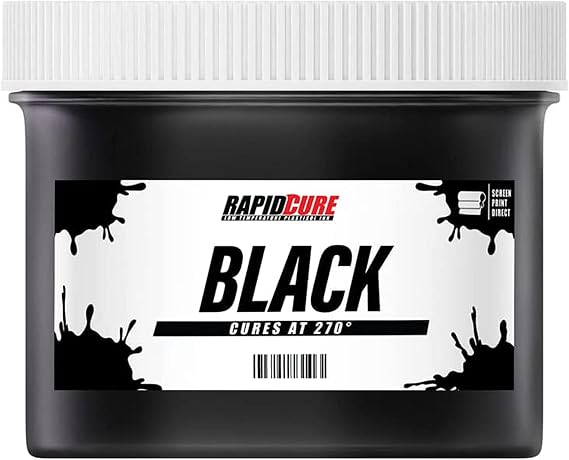 Rapid Cure Black Plastisol Ink - Silk Screen & Screen Printing Ink, 8 oz.